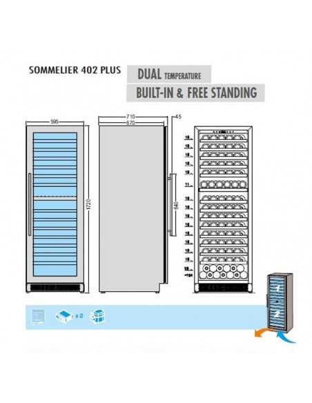 Espositore per vini - Temperatura +10°+20°C  / +5°+12°C - Cm 59,5 x 71 x 172 h