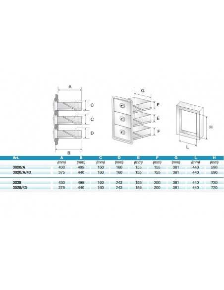 Drawer 3 drawers - Refrigerator benches and tables - Depth 49.5 - Hole cm 44 x 72 h