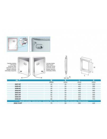 Sportello banchi negativi - Scrocchetto - Foro cm 44 x 59 h