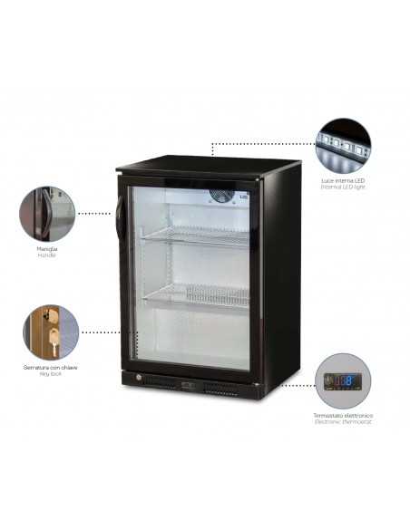 Vitrina refrigerada para bebidas y productos frescos - Capacidad litros 156 - cm 60 x 51,5 x 90,5 h