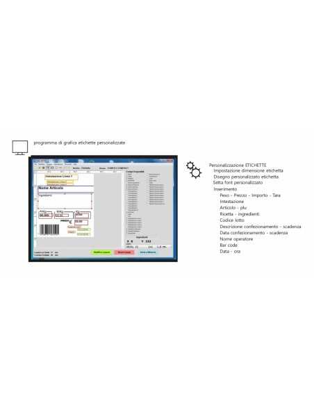 Labeling balance - Multirange 12-30 kg div. 2-5g - cm 37x34x14 h /58.5 h