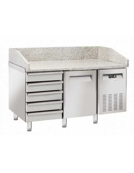 Banco pizza con 1 porta e cassettiera - cm 150 x 80 x 104 h Banco pizza con 1 porta e cassettiera - cm 150 x 80 x 104 h