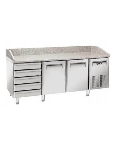 Mostrador para pizza con 2 puertas y cómoda - cm 202,5 x 80 x 104 h