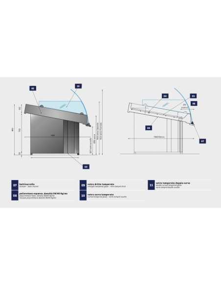 Banco refrigerato - Per pesce - Motore escluso - cm 93,8 x 116,8 x 90h