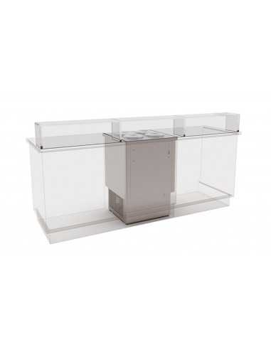 Banco gelateria - N. 4 carapine da litri 7.5 -  Cm 65,3 x 64,6 x 100 h