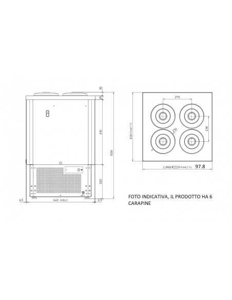 Mostrador para helados - No. 6 carapins de 7,5 litros - Cm 96,5 x 64,6 x 100 h