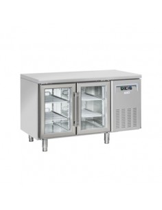 Tavolo refrigerato - N. 2 porte vetro - cm 135 x 72.5 x 85 h