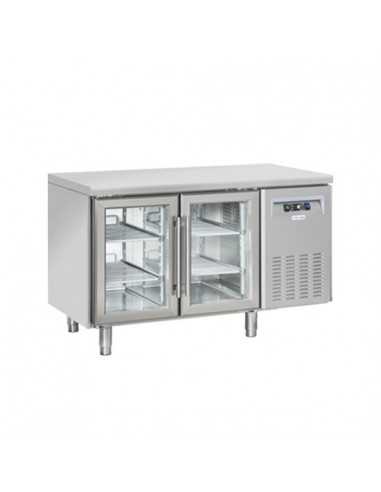 Tabla refrigerada - N. 2 puertas de vidrio - cm 135 x 72.5 x 85 h