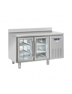 Tavolo refrigerato - N. 2 porte vetro - Alzatina - cm 135...