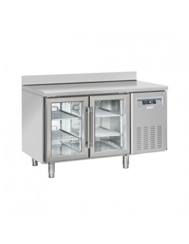 Refrigerated table - N. 2 glass doors - Alzatina - cm 135 x 72.5 x 95 h