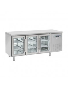 Refrigerated table - N. 3 glass doors - cm 180 x 72.5 x 85 h