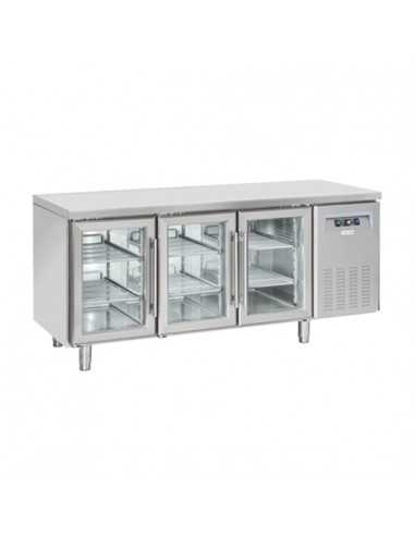 Tabla refrigerada - N. 3 puertas de vidrio - cm 180 x 72.5 x 85 h