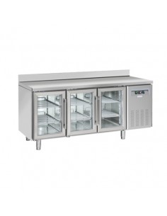 Tavolo refrigerato - N. 3 porte vetro - Alzatina - cm 180...