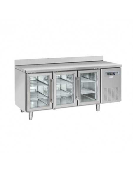 Refrigerated table - N. 3 glass doors - Alzatina - cm 180 x 72.5 x 95 h