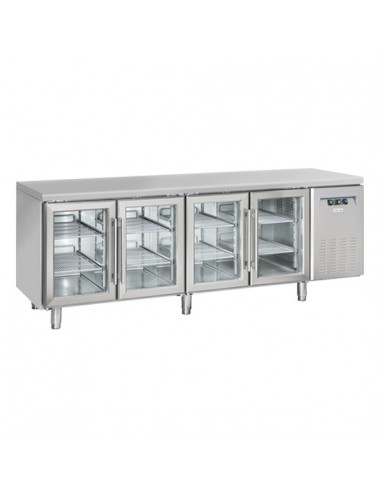 Refrigerated table -  N. 4 glass doors - cm 225 x 72.5 x 85 h