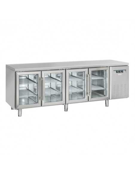 Refrigerated table -  N. 4 glass doors - cm 225 x 72.5 x 85 h