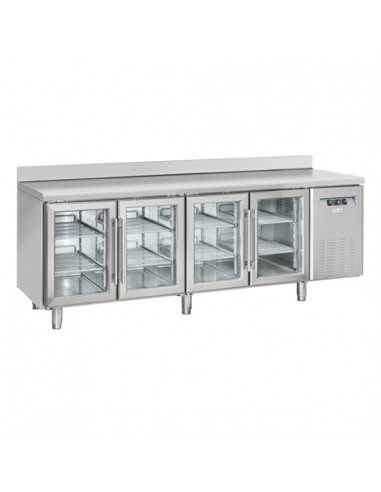 Tabla refrigerada - N. 4 puertas de cristal - Alzatina - cm 225 x 72.5 x 95 h