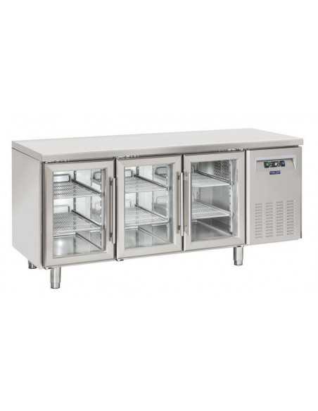 Tavolo refrigerato - N. 3 porte vetro - cm 180 x 72.5 x 85 h