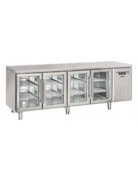 Refrigerated table -  N. 4 glass doors - cm 225 x 72.5 x 85 h