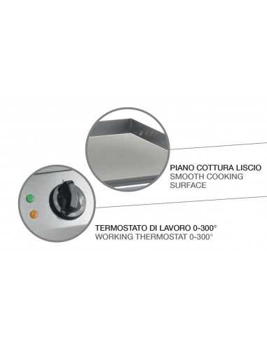 Fry top elettrico con piano liscio in acciaio inox