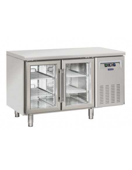 Mesa refrigerada - N. 2 puertas de cristal - cm 135 x 62,5 x 95 h