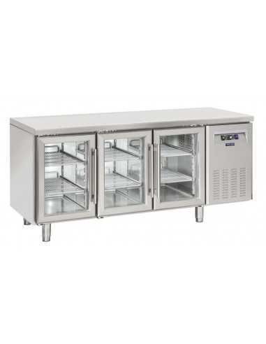 Refrigerated table - N. 3 glass doors - cm 180...