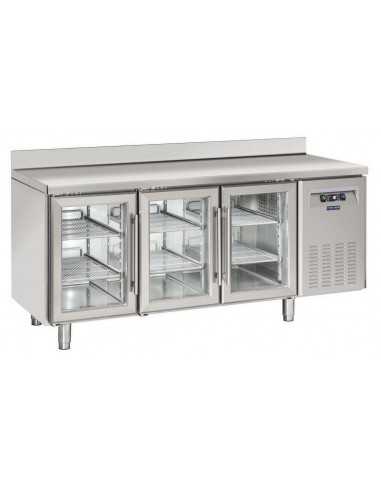Mesa refrigerada - N. 3 puertas de cristal -...