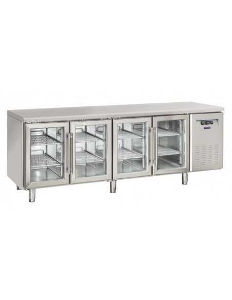 Mesa refrigerada - N. 2 puertas de cristal - cm 225 x 62,5 x 95 h