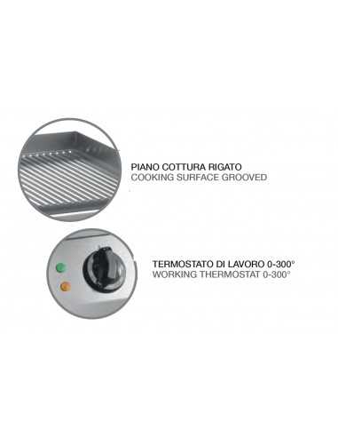 Electric fry top with ribbed stainless steel top