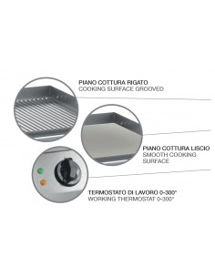 Electric fry top with smooth / ribbed surface cm 59.5 x 40 2