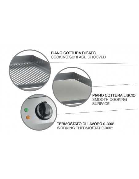 Fry top elettrico con piano liscio / rigato cm 59.5 x 40 Fry top elettrico con piano liscio / rigato cm 59.5 x 40