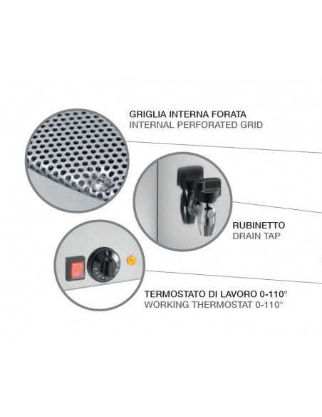 Scalda e cuoci wurstel - N. 2 vasche - Temperatura 0-110°C