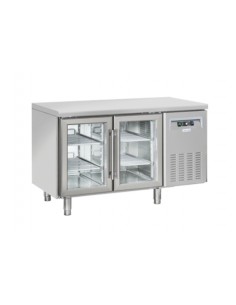 Refrigerated table - N. 2 glass doors - cm 135 x 62.5 x 95 h