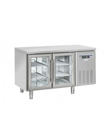 Refrigerated table - N. 2 glass doors - cm 135 x 62.5 x 95 h