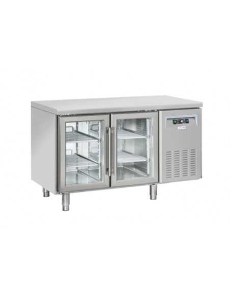 Mesa refrigerada - N. 2 puertas de cristal - cm 135 x 62,5 x 95 h