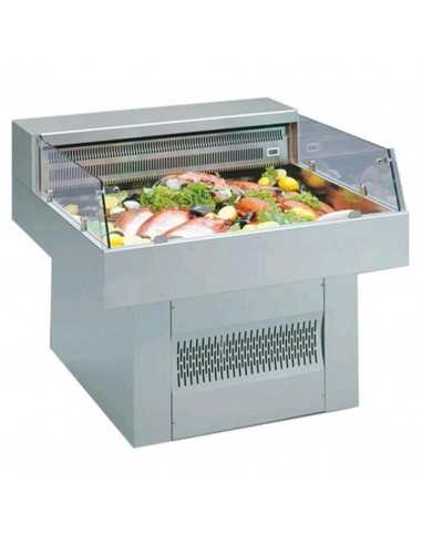 Espositore refrigerato - Pesce - Vetri curvi - cm 100 x 100 x 82.7h