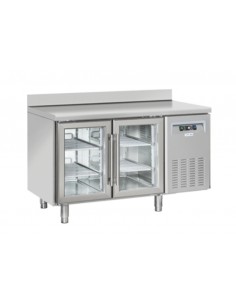 Tavolo refrigerato - N. 2 porte vetro - Alzatina - cm 135...