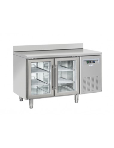 Refrigerated table - N. 2 glass doors - Alzatina - cm 135 x 62.5 x 95 h