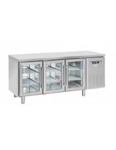 Refrigerated table - N. 3 glass doors - cm 180 x 62.5 x 95 h