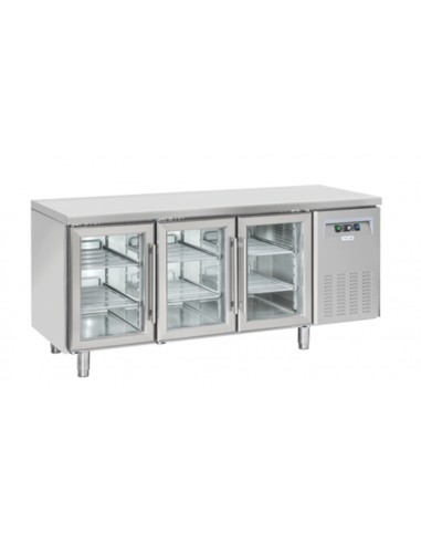 Refrigerated table - N. 3 glass doors - cm 180 x 62.5 x 95 h