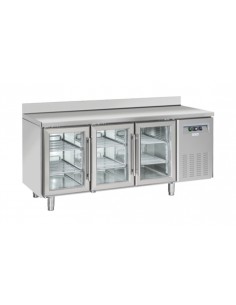 Tavolo refrigerato - N. 3 porte vetro - Alzatina - cm 180...
