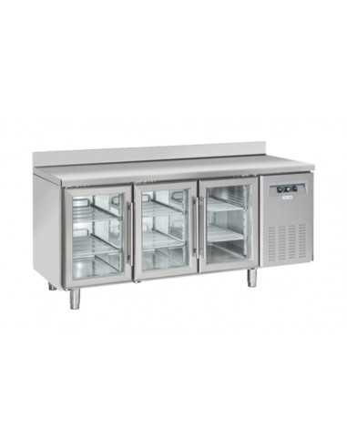 Tabla refrigerada - N. 3 puertas de cristal - Alzatina - cm 180 x 62.5 x 95 h