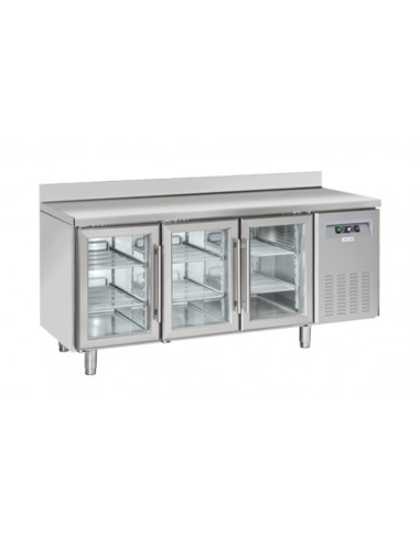 Refrigerated table - N. 3 glass doors - Alzatina - cm 180 x 62.5 x 95 h