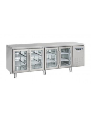 Refrigerated table - N. 2 glass doors - cm 225 x 62.5 x 95 h