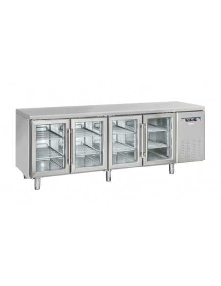 Mesa refrigerada - N. 2 puertas de cristal - cm 225 x 62,5 x 95 h