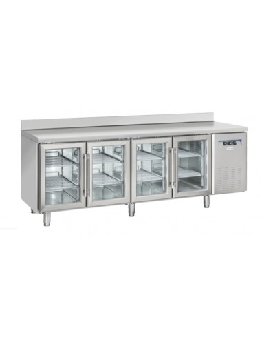 Refrigerated table - N. 4 glass doors - Alzatina - cm 225 x 62.5 x 95 h