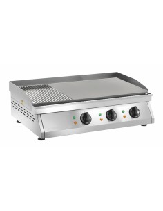 Electric fry top with smooth / ribbed surface cm 83.5 x 40