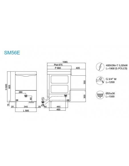 Electronic dishwasher - basket 50 x 50 - cm 58.5 x 61 x 81.5 h