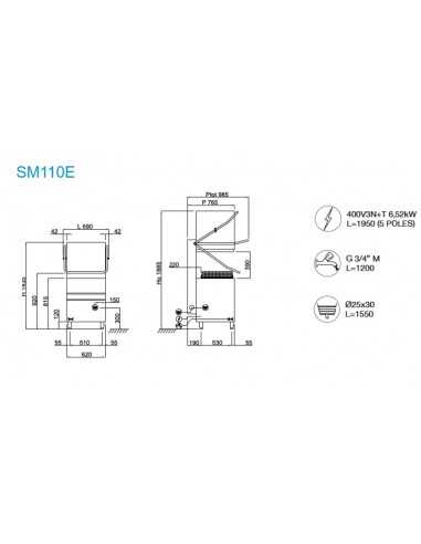 Electronic hood dishwasher - Pump - Basket cm...
