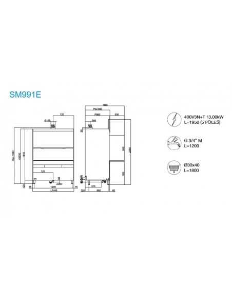 Lavadores electrónicos - Bomba - 2 cestas cm 67 x 60 - cm 144,5 x 86 x 198 h